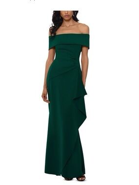 XSCAPE Off the Shoulder Ruffle Gown NWT